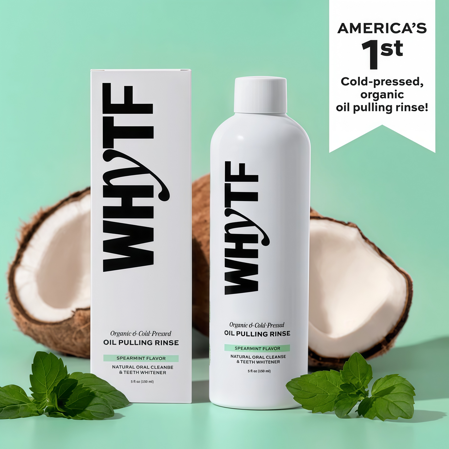 🔥Last 3 hours 60% off：Spearmint Oil Pulling Rinse - Natural Whitening & All-Day Fresh Breath